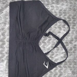 Black Gymshark Ruched Training Sports Bra Sz L